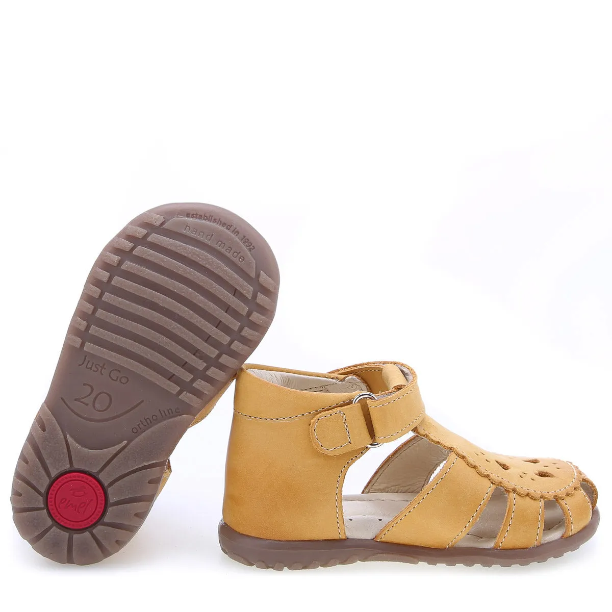 (1214A-14) Emel yellow hearts closed sandals