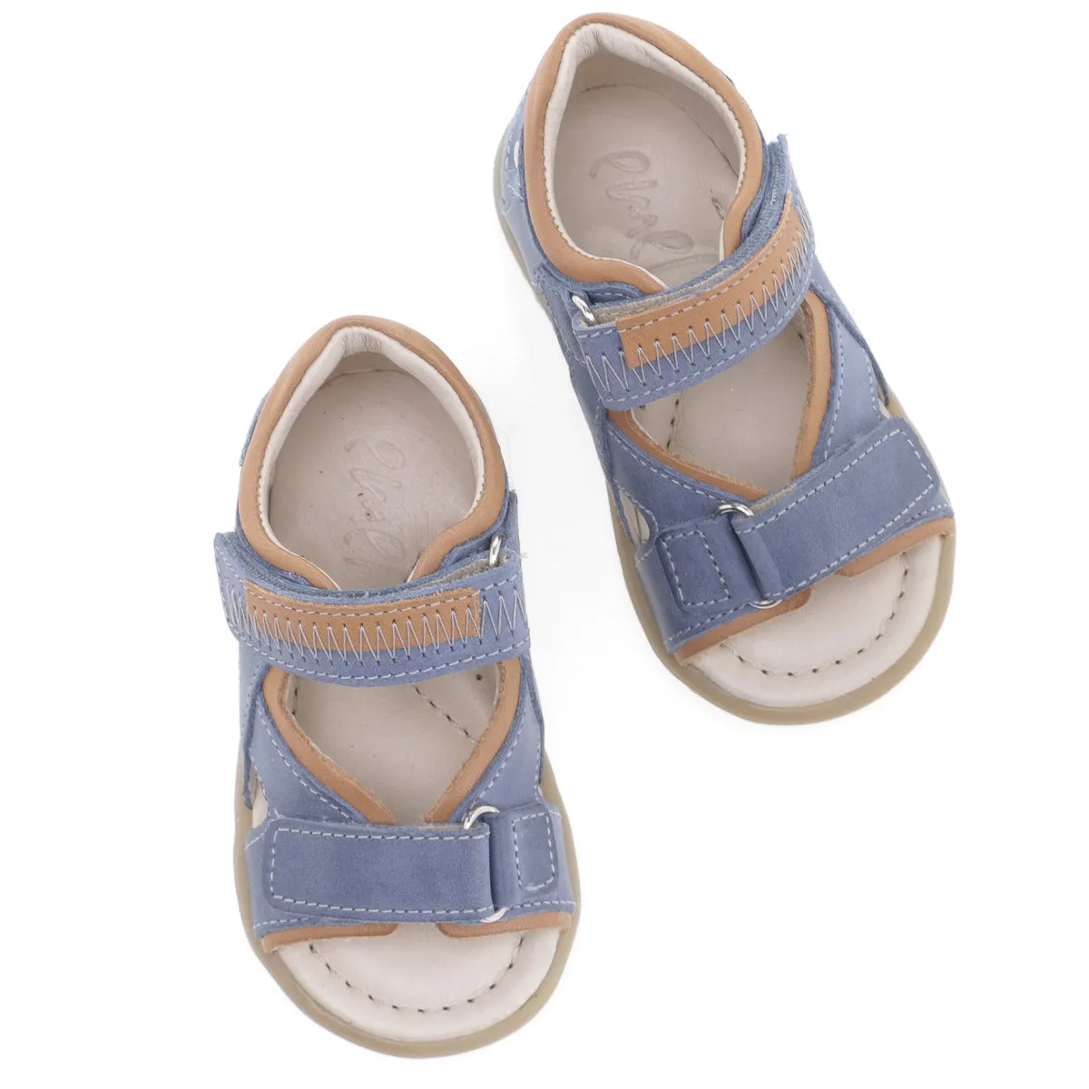 (2086-22) Emel blue velcro Sandals