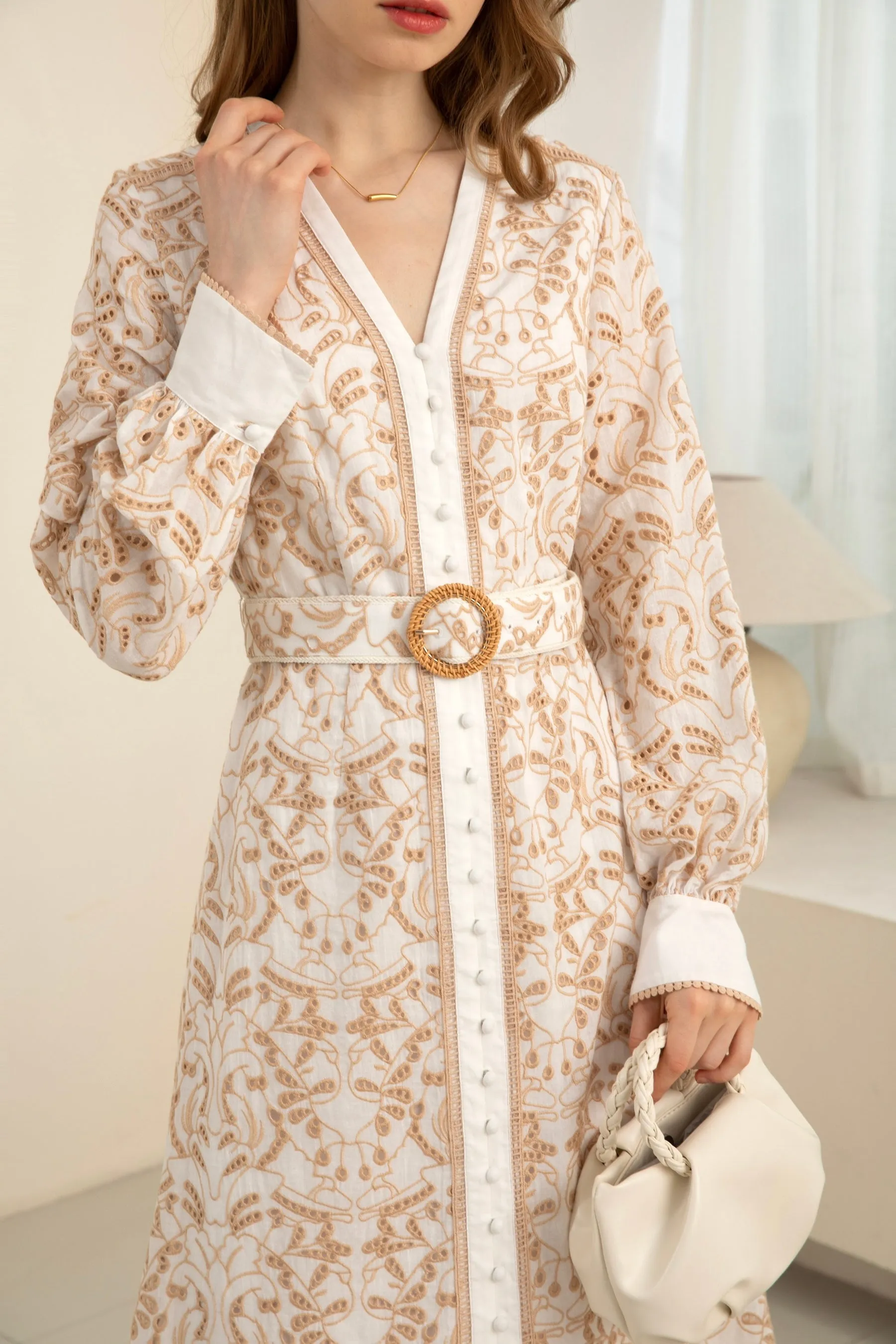 Agnes Long Sleeve Embroidery Dress