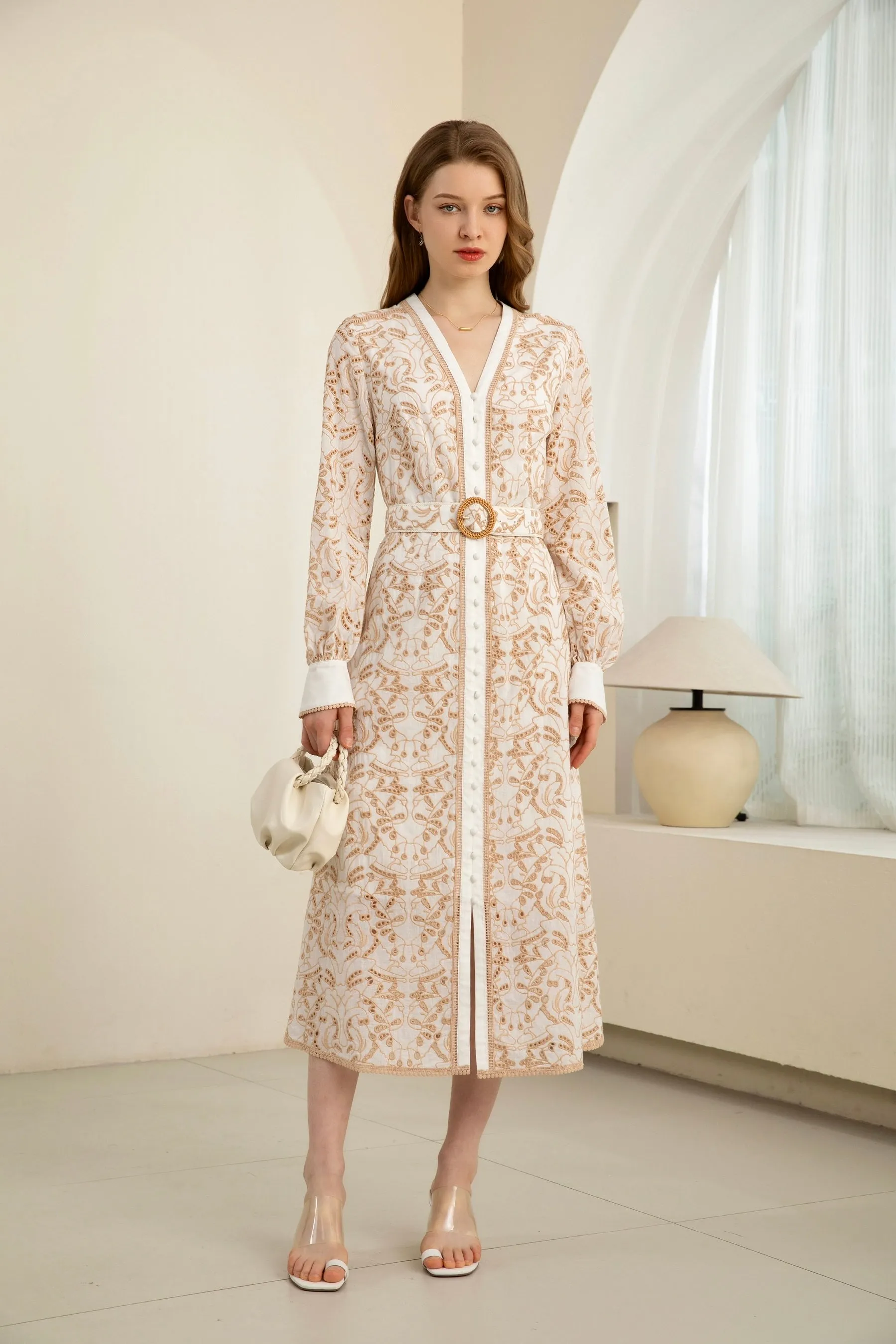 Agnes Long Sleeve Embroidery Dress