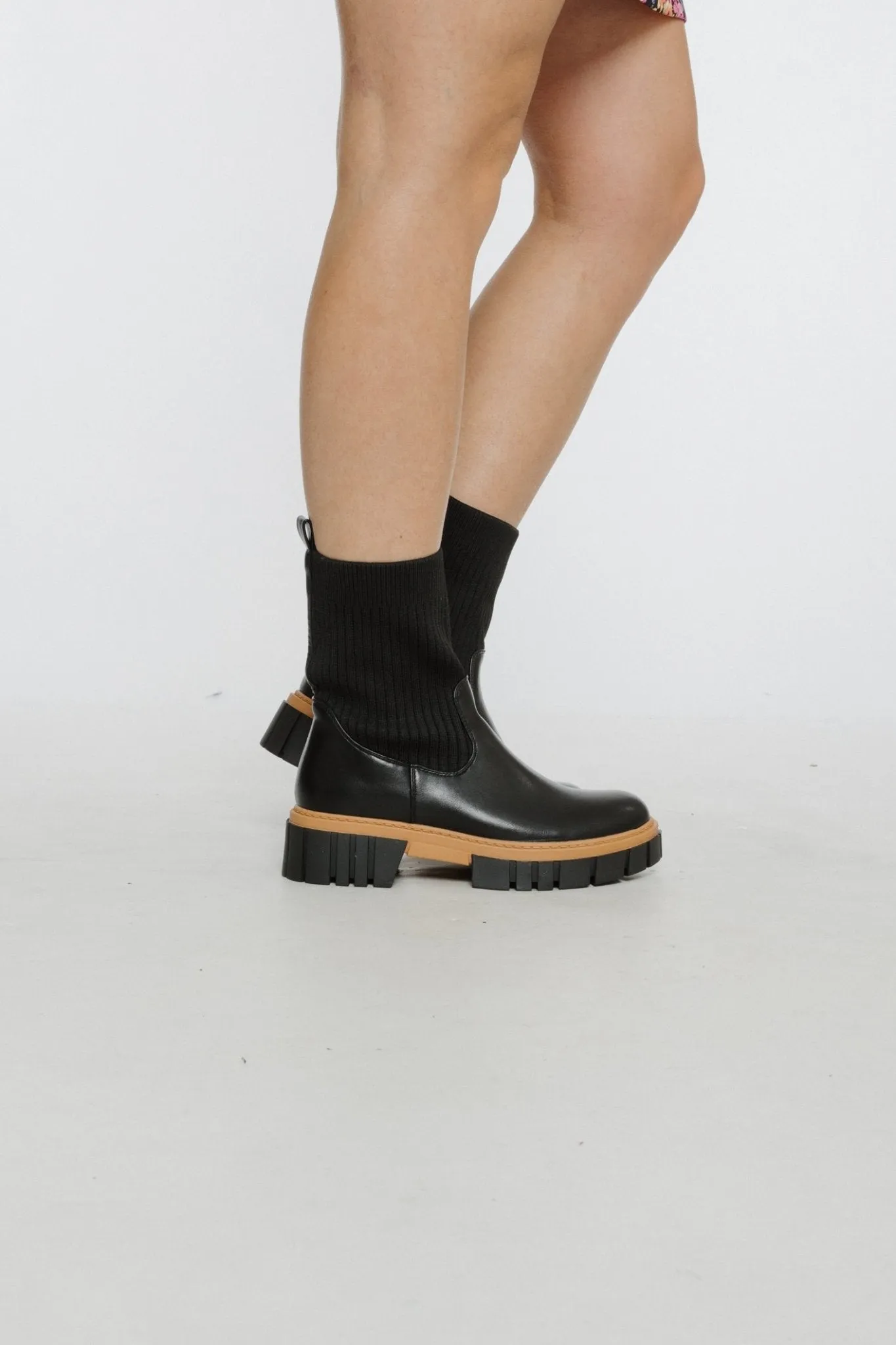 Ashleigh Chunky Sock Boot In Black