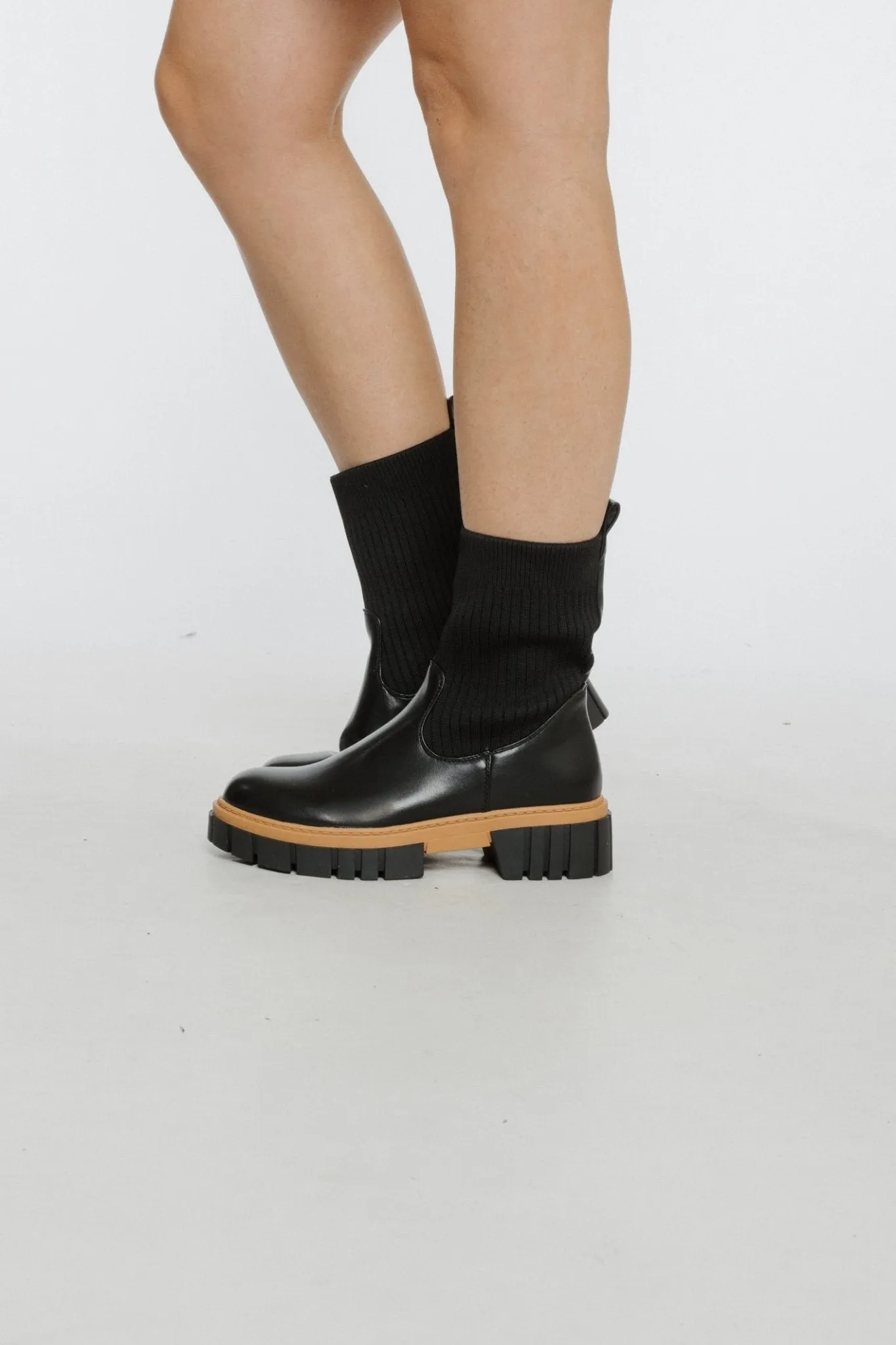 Ashleigh Chunky Sock Boot In Black