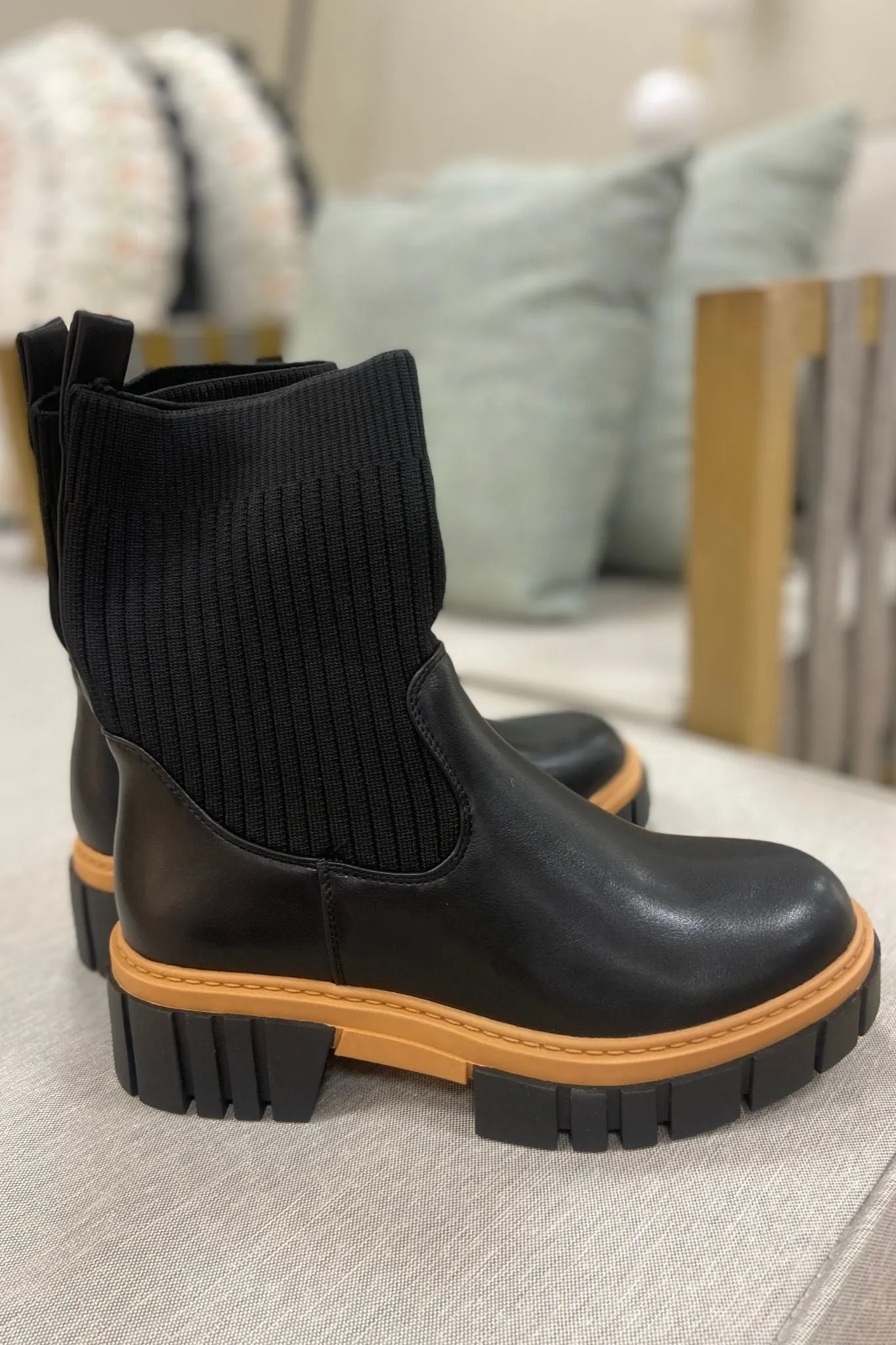 Ashleigh Chunky Sock Boot In Black