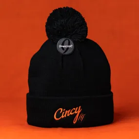 Beanie with Pom in Black by The Cincy Hat