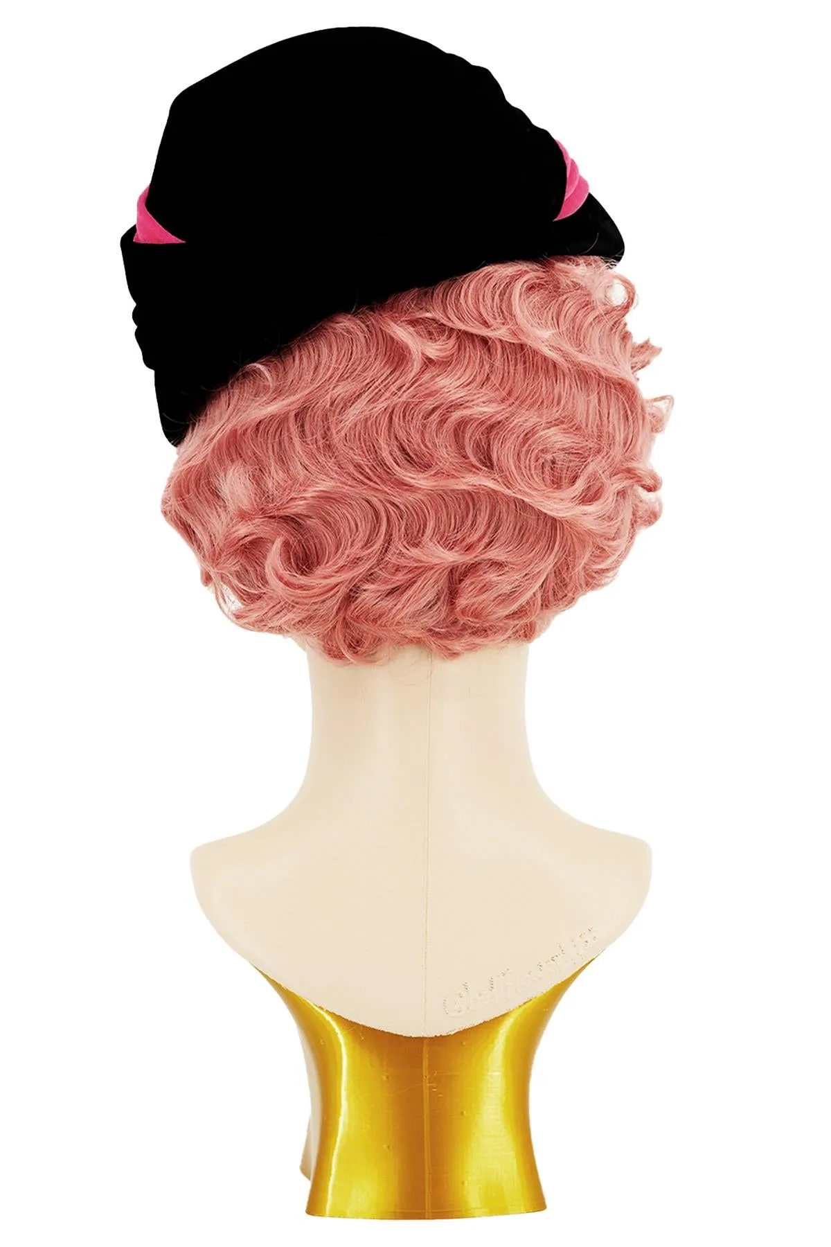 Black & Pink Velvet 1960s Vintage Hat