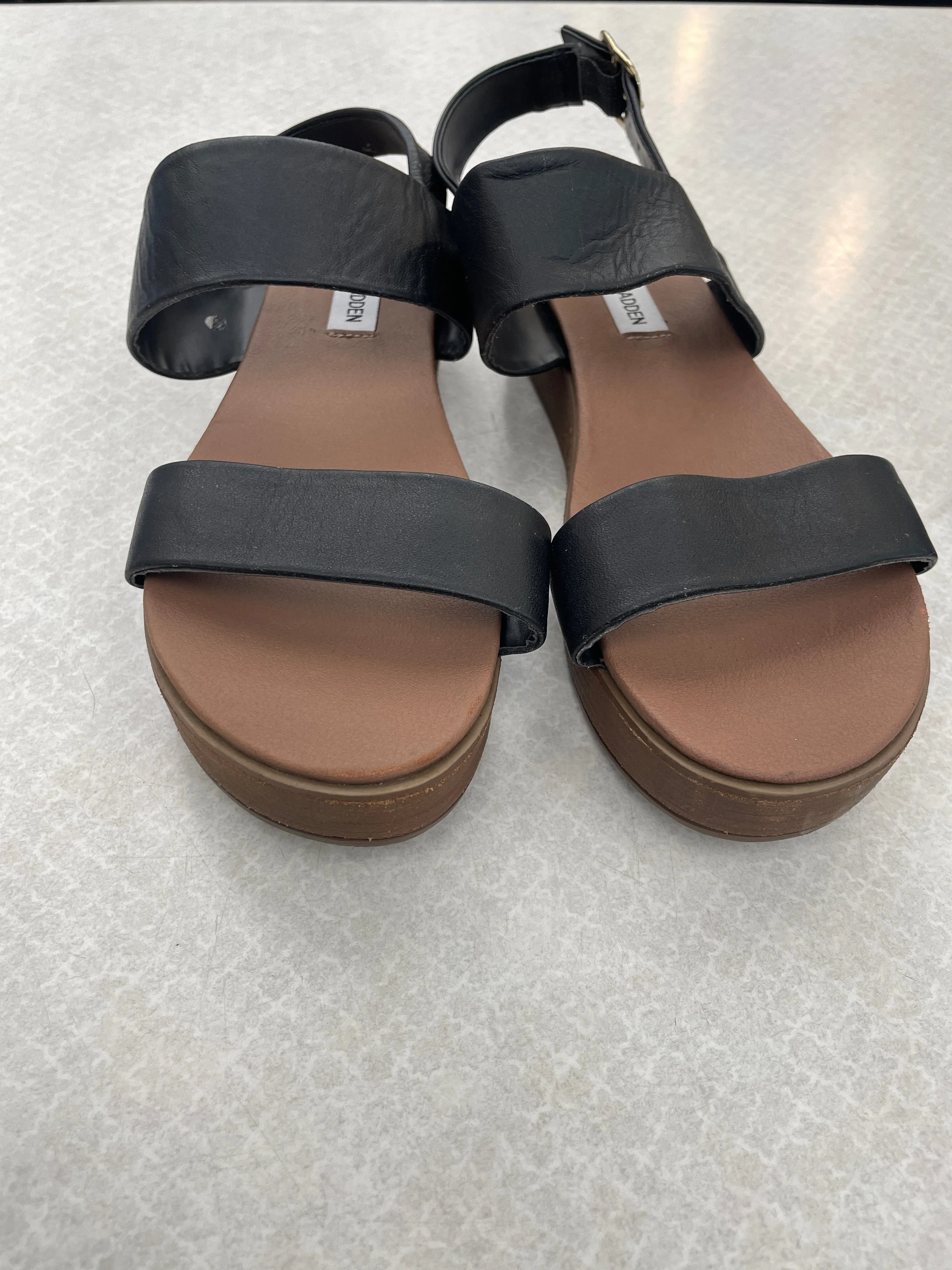 Black Sandals Flats Steve Madden, Size 9.5