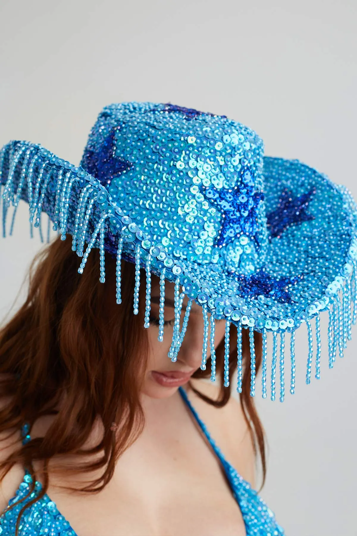 Blue Stargazer Sequin Cowboy Hat