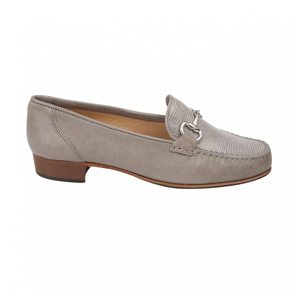 Clarice Grey Leather Slip-on Moccasin Shoes