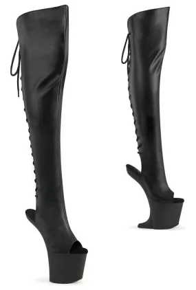 CRAZE-3019 Black Faux Leather Knee Boot