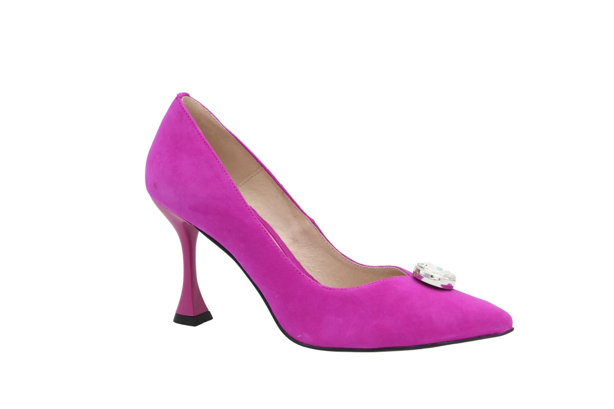 FABUCCI Magenta Pink Suede Heeled Shoe