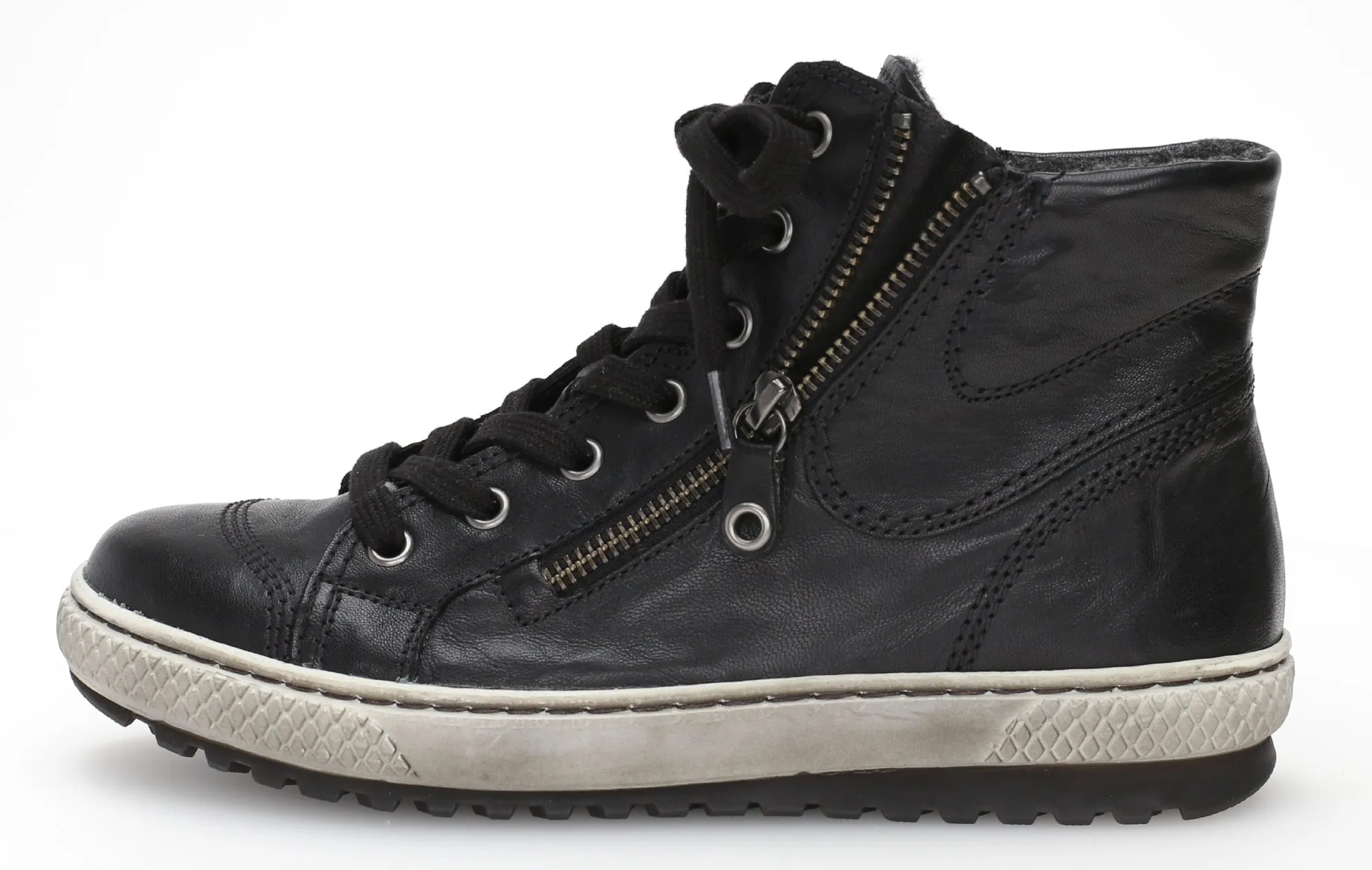 GABOR Black Leather High Top Trainers with Zip