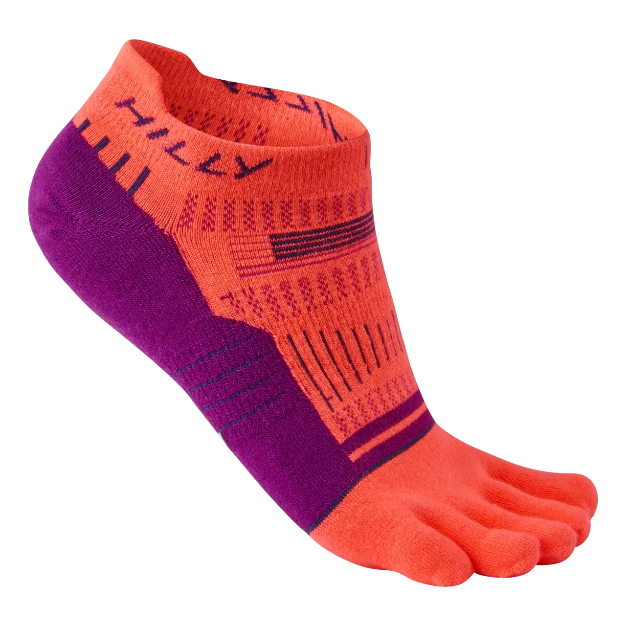 Hilly Toes Socklet Min - Hot Coral/Grape Juice/ Charcoal