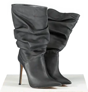 Identita Black Raissa Leather Slouch Boot UK 4 EU 37 👠