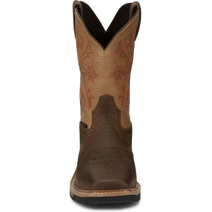 Justin Men's Bolt 11 Comp Toe WP Western Work Boot -Brown- SE4103