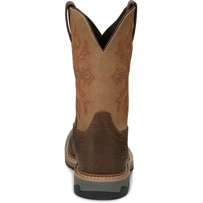 Justin Men's Bolt 11 Comp Toe WP Western Work Boot -Brown- SE4103