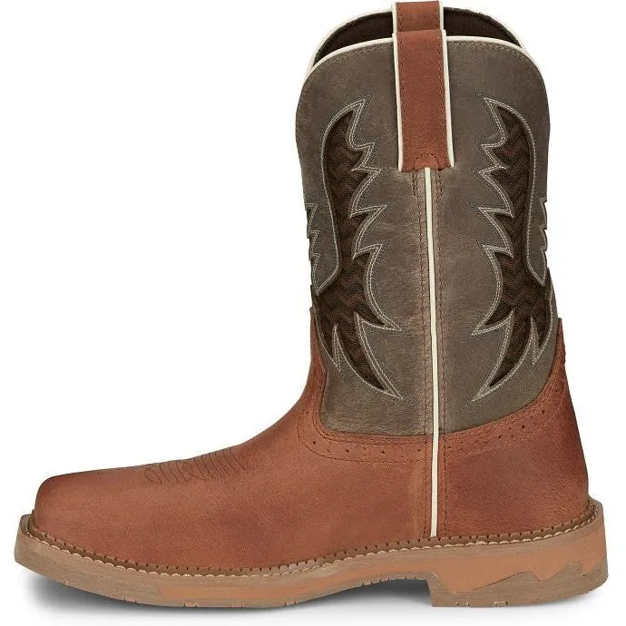 Justin Men's Bolt 11 Square Toe Western Work Boot -Brown- SE4110