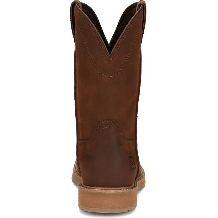 Justin Men's Buster 11 ST Pull On WesternvWork Boot -Brown- SE3100