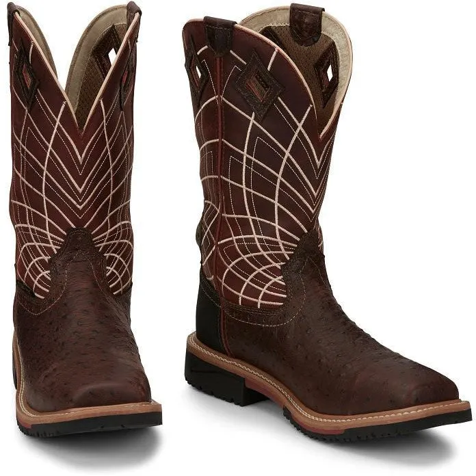 Justin Men's Derrickman 12 Comp Toe Western Work Boot -Brown- SE4835