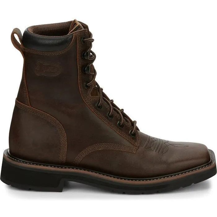 Justin Men's Pulley 8 Lace Western Work Boot -Brown- SE681