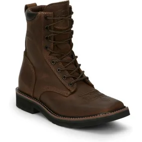 Justin Men's Pulley 8 Lace Western Work Boot -Brown- SE681