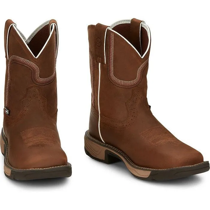 Justin Women's Rush 8 Waterproof Western Work Boot -Brown- SE4359