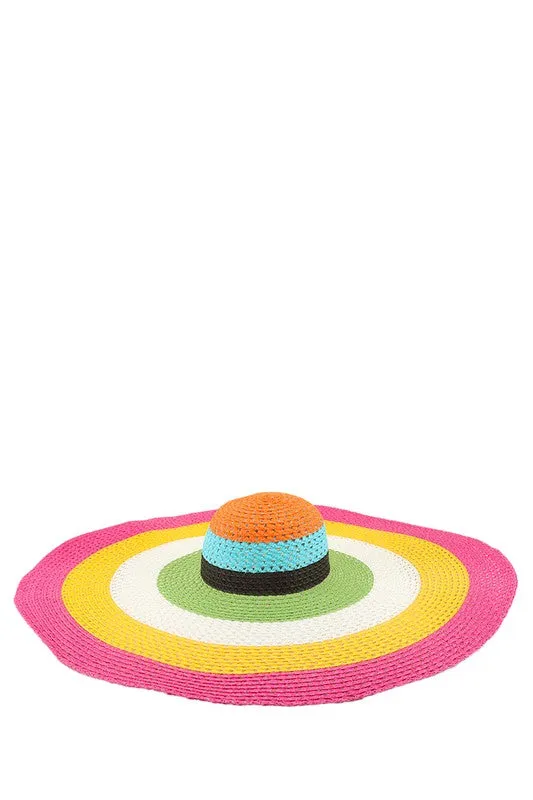 Large Brim Color Block Hat