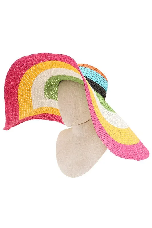 Large Brim Color Block Hat