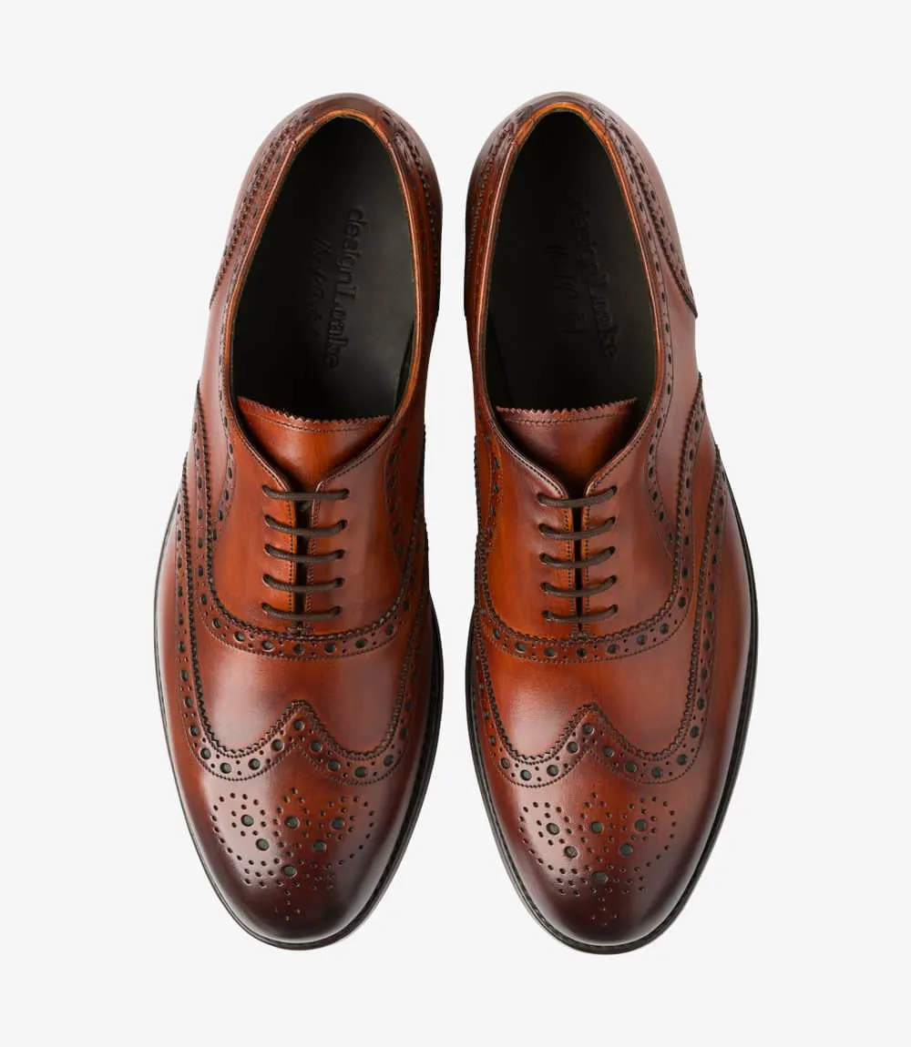 LOAKE Hepworth Oxford Brogue - Brush Painted Chestnut