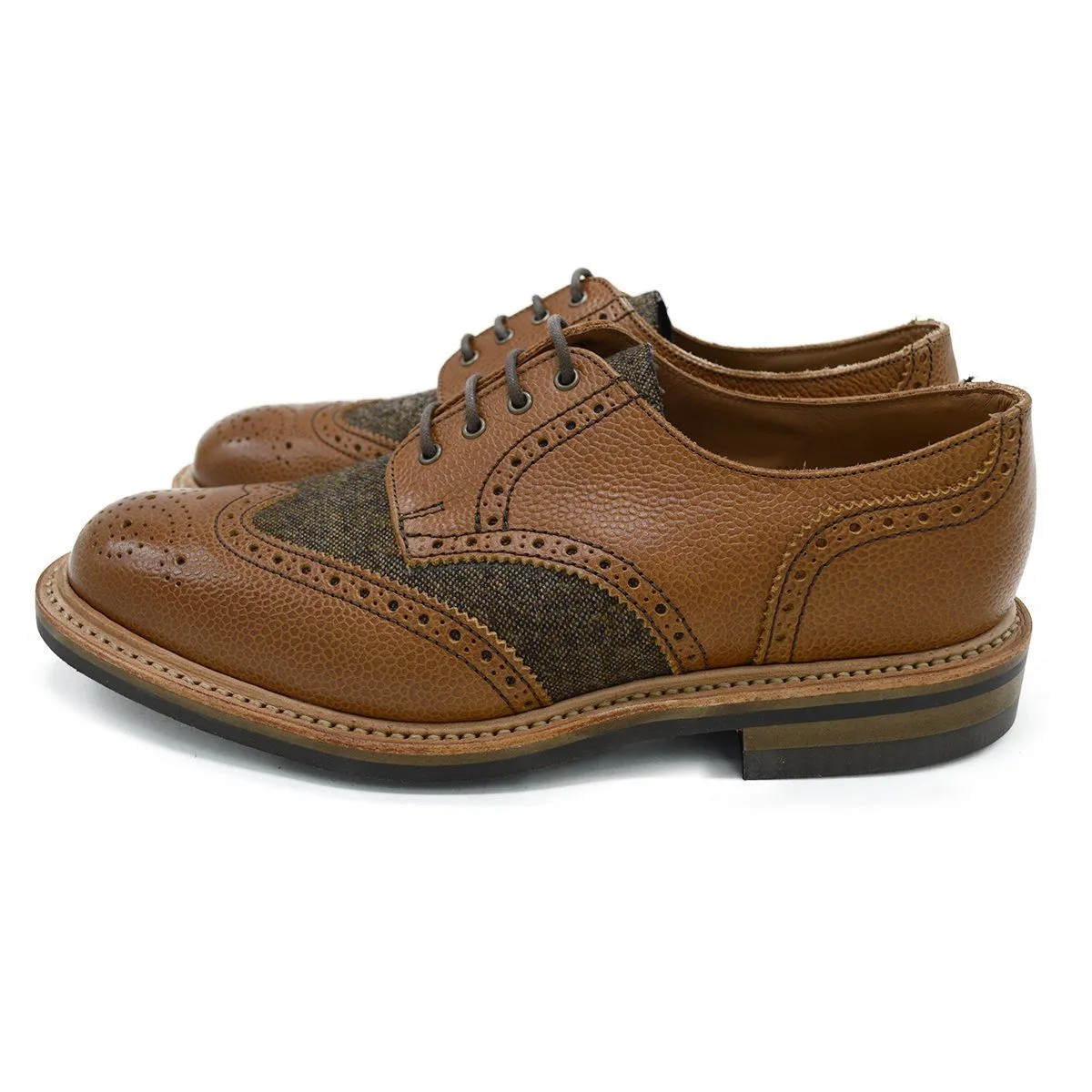 NPS WILSON Brogue Shoes - Walnut Brown Grain & Tweed