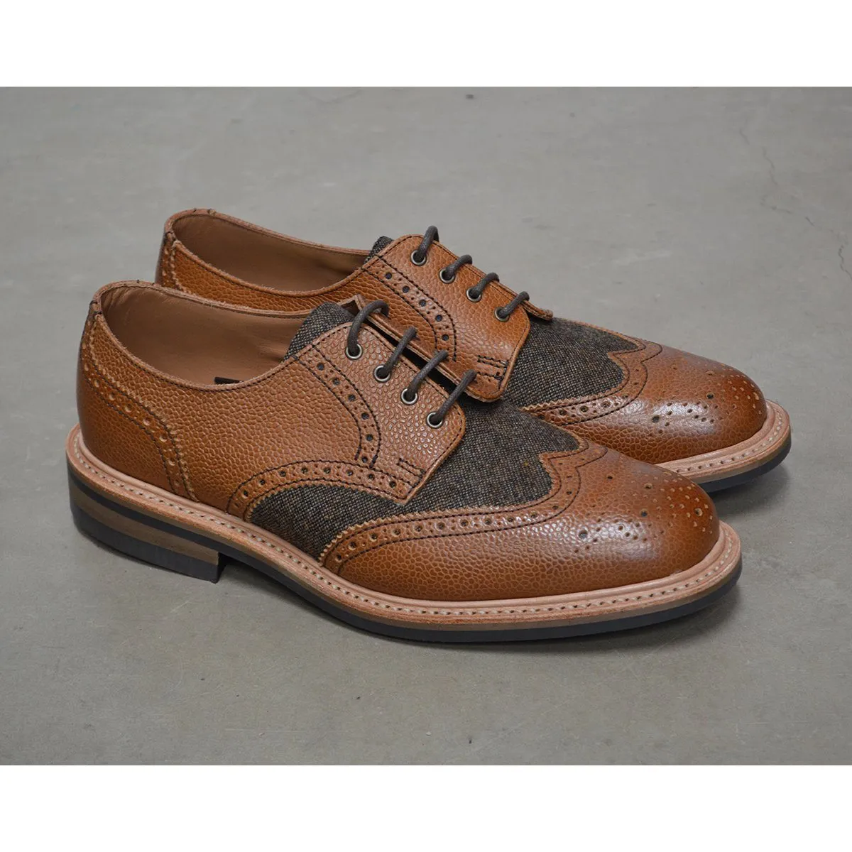 NPS WILSON Brogue Shoes - Walnut Brown Grain & Tweed