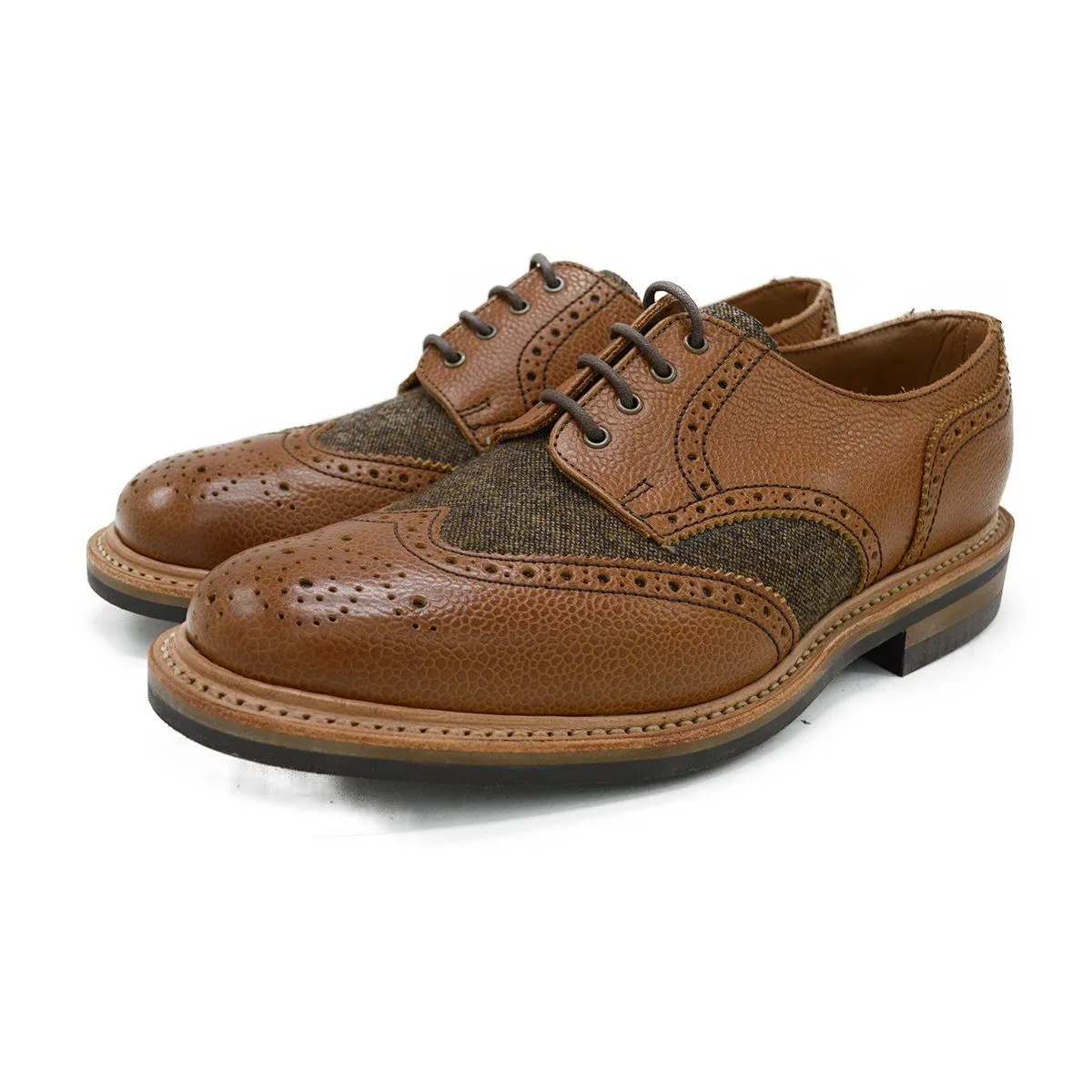 NPS WILSON Brogue Shoes - Walnut Brown Grain & Tweed