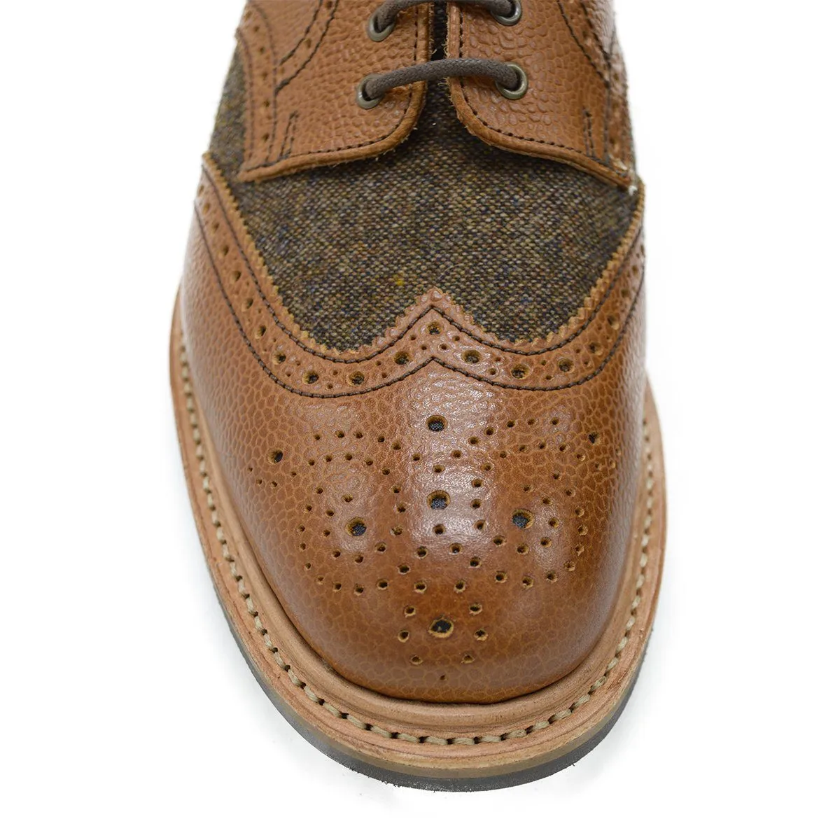 NPS WILSON Brogue Shoes - Walnut Brown Grain & Tweed