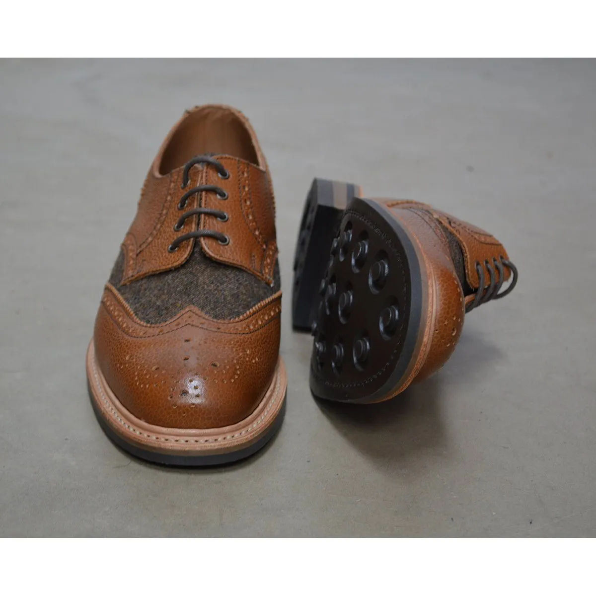 NPS WILSON Brogue Shoes - Walnut Brown Grain & Tweed