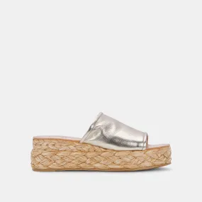 PABLOS SANDALS LIGHT GOLD METALLIC LEATHER