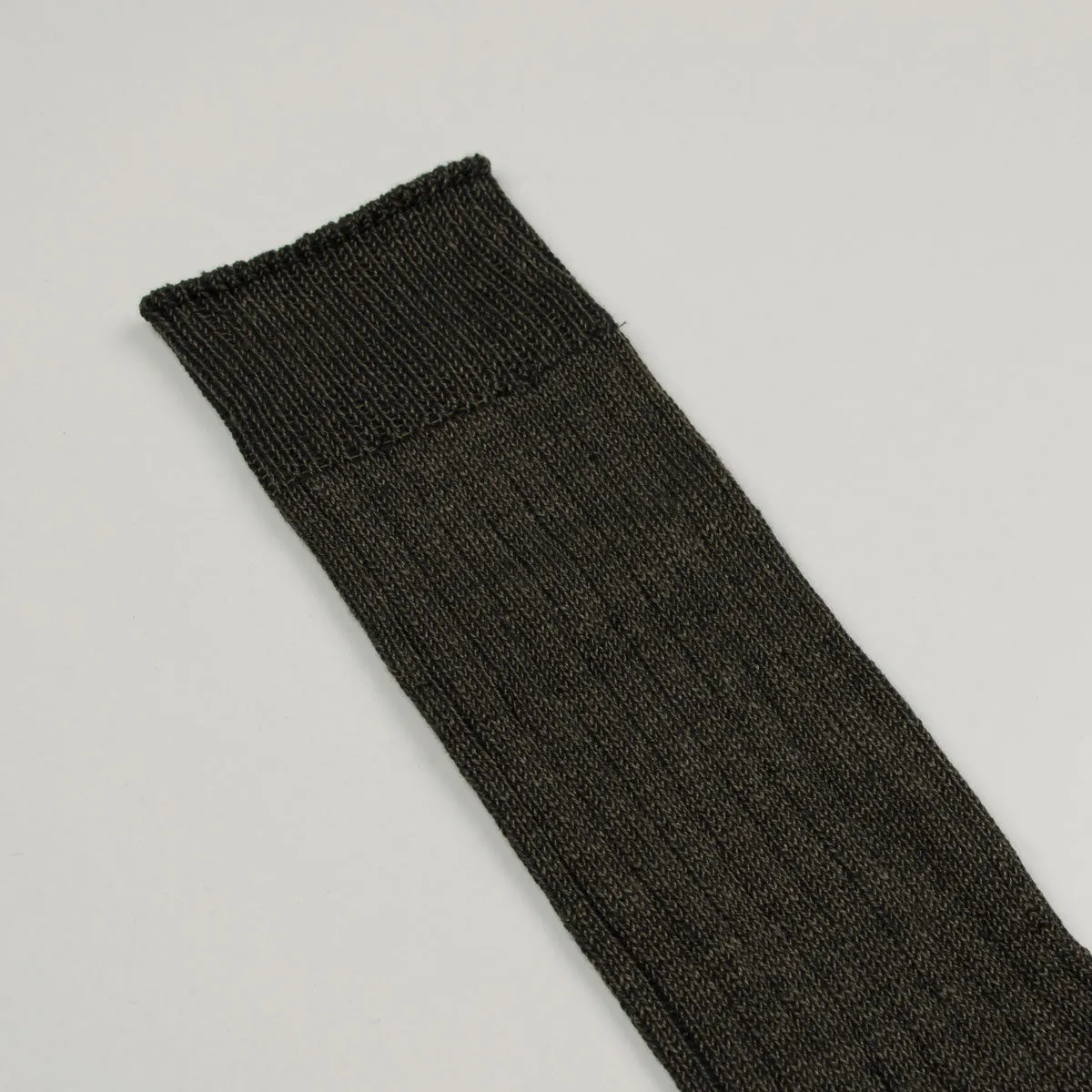 RoToTo - Linen Cotton Rib Socks - Charcoal