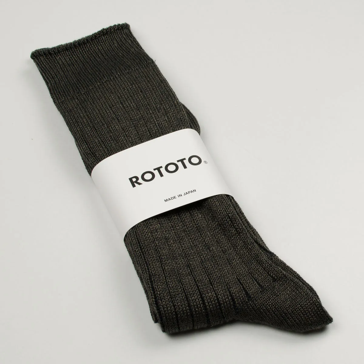 RoToTo - Linen Cotton Rib Socks - Charcoal