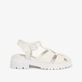 Warm white women's leather sandal